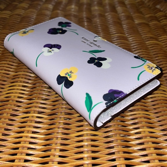 ♠️kate spade Dana Large Slim Bifold Wallet Floral Pansy - Picture 9 of 16